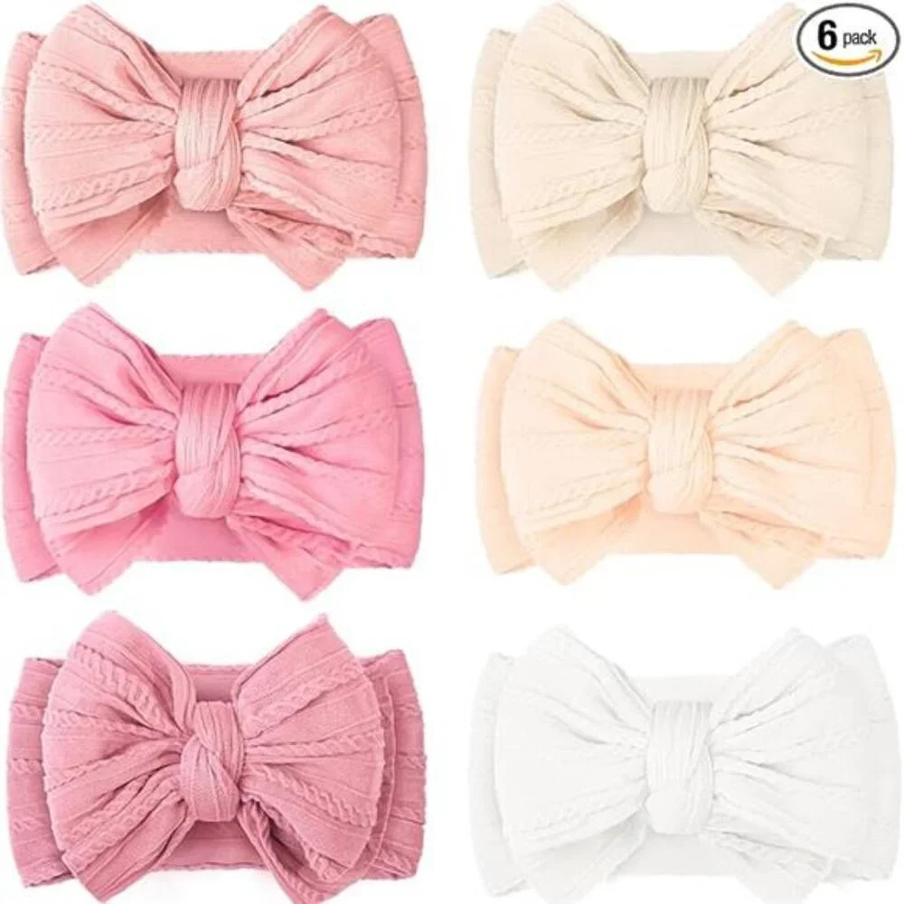 Baby Girl Headbands 6 Pack Nylon Bow Hairbands Newborn Infant Toddler Accessorie